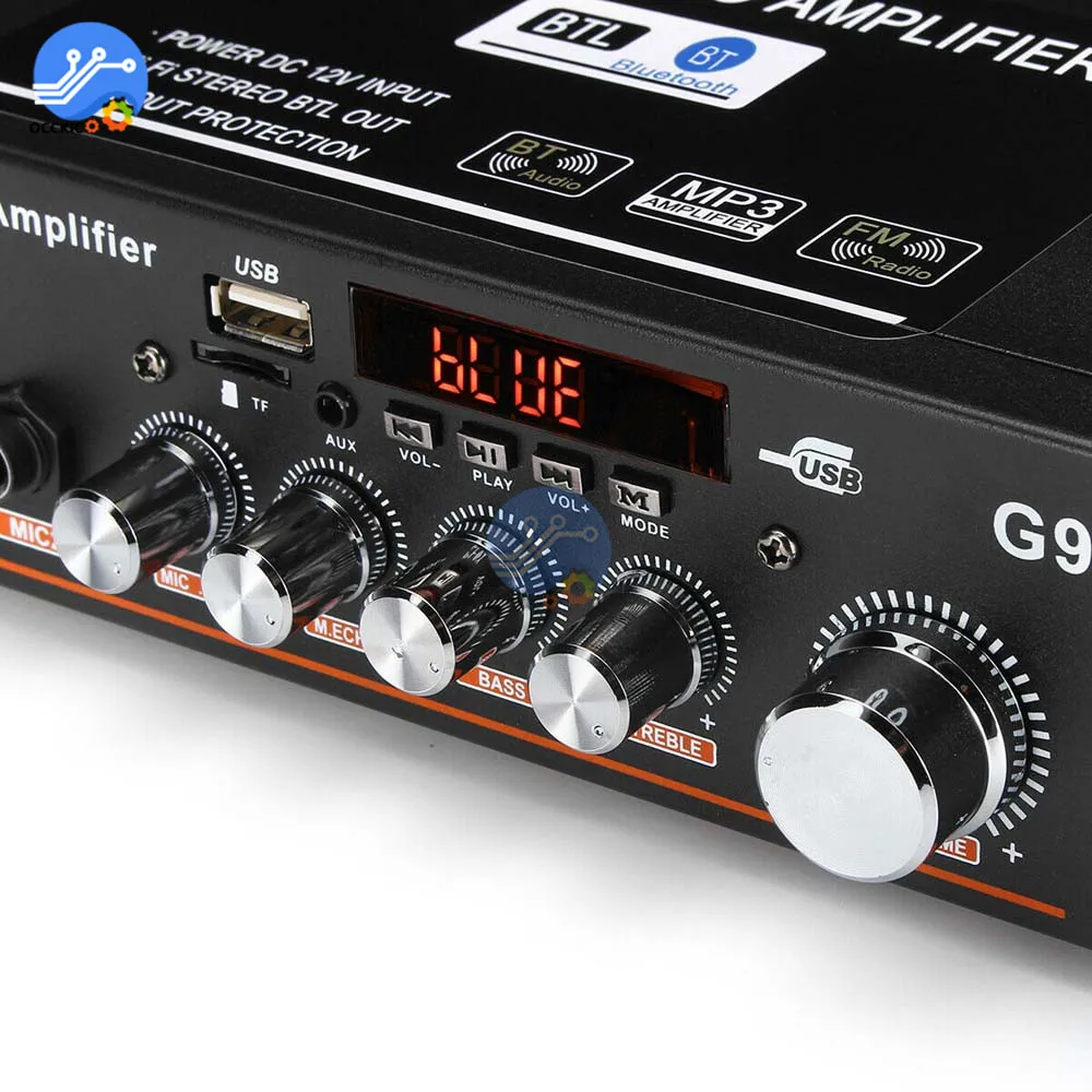 AC110V-220V 디지털 오디오 스테레오 서라운드 튜너, 블루투스 앰프, 2CH FM SD HIFI 자동차 홈 파워 앰프, DC12V