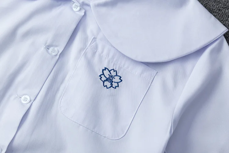 Japanse School Uniform Voor Meisjes Korte Mouw Wit Shirt School Jurk Jk Matrozenpakje Tops Leuke Pocket Borduurwerk Werk Uniformen