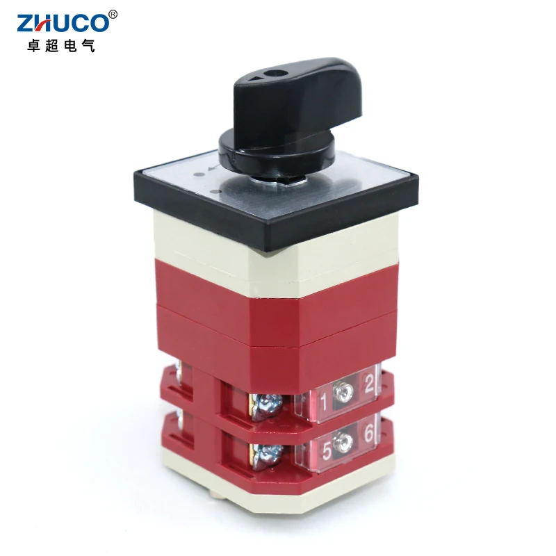 

ZHUCO LW12-16/GL24.2 16A Трехпозиционный двухполюсный электрический мгновенный переключатель с ручкой управления Кулачковый переключатель с одним сбросом