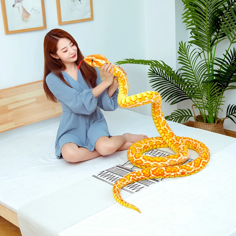 300CM Simulation Cobra and Python Snake Plush Toys Dolls For Children Boys Soft Animal Stuffed Toy Funny Birthday Christmas Gift