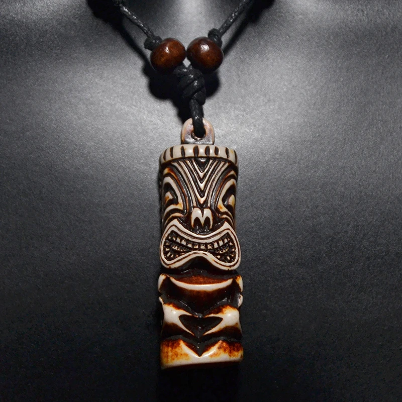 FX011 Indian Maya necklace Totem pendant Cool man Choker Retro Jewelry Tribal style Imitation Yak Bone necklace Amulet Gift