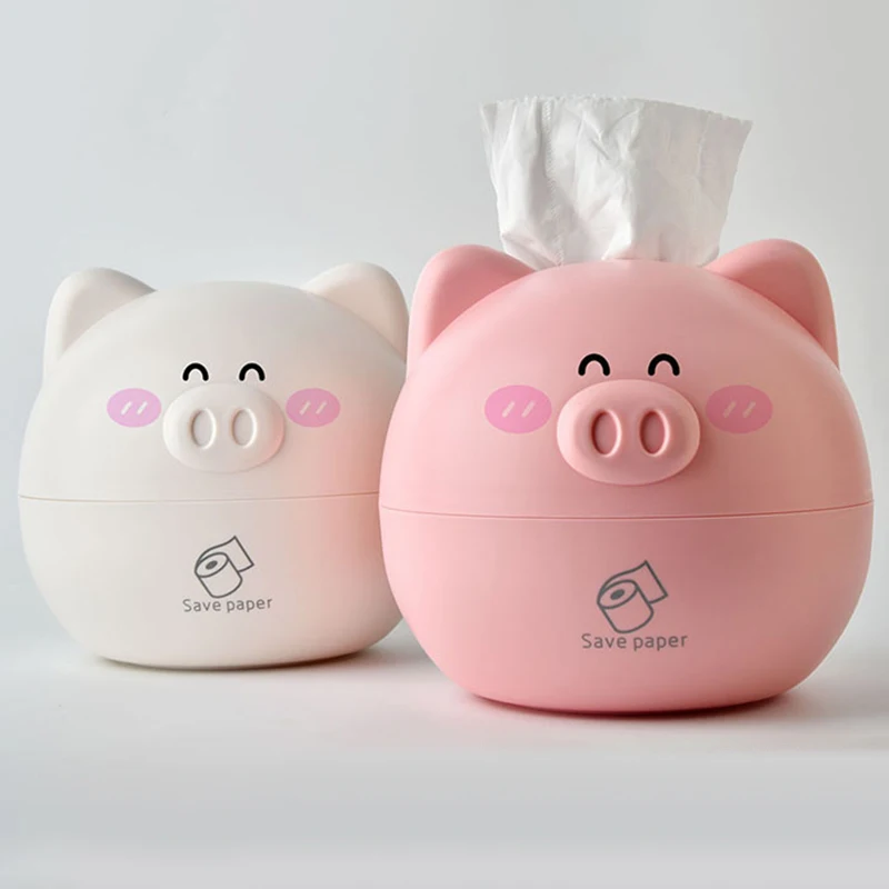 1pc Tissue Organiser Round Cartoon Animal Desktop Tissue Dispense