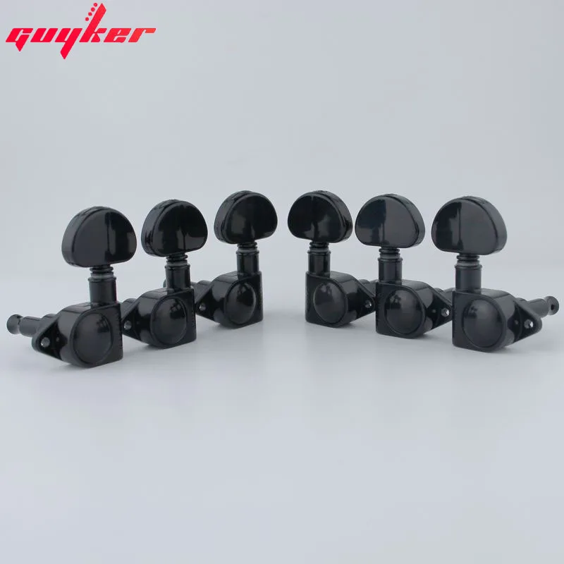 Guyker Guitar Machine Heads 3R3L 1:21 Sealed Tuners Tuning Key Pegs with Big handle Black