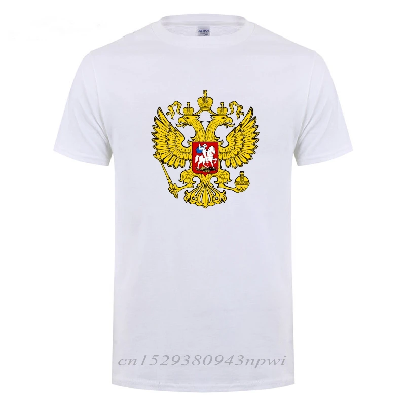 Russia Is Our Power Coat Of Arms Of Russian National Emblem Couple Gold Eagle T Shirt For Male Men Short Sleeve Cotton T-Shirt