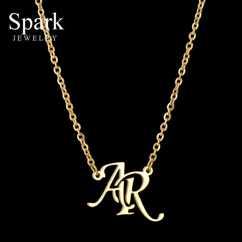 

Spark Personalized Initial Letter Necklaces Stainless Steel Custom Name Necklace Bracelet Set For Women Birthday Jewelry Gift