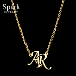 Spark Personalized Initial Letter Necklaces Stainless Steel Custom Name Necklace Bracelet Set For Women Birthday Jewelry Gift