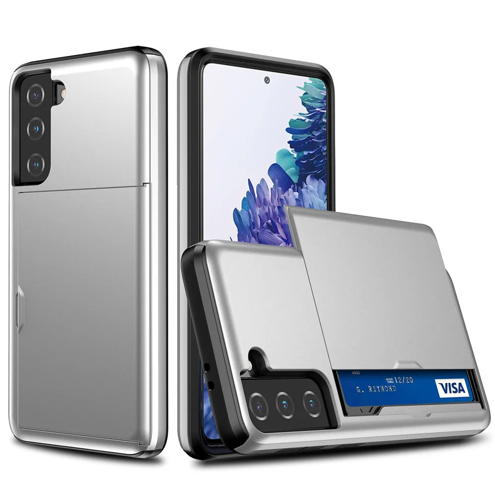 Case For Samsung Galaxy S21 S22 S20 FE S10 S9 Plus Case Armor Slide Card Slots Cover For Samsung Note 20 Ultra 10 9 8 S10E Funda