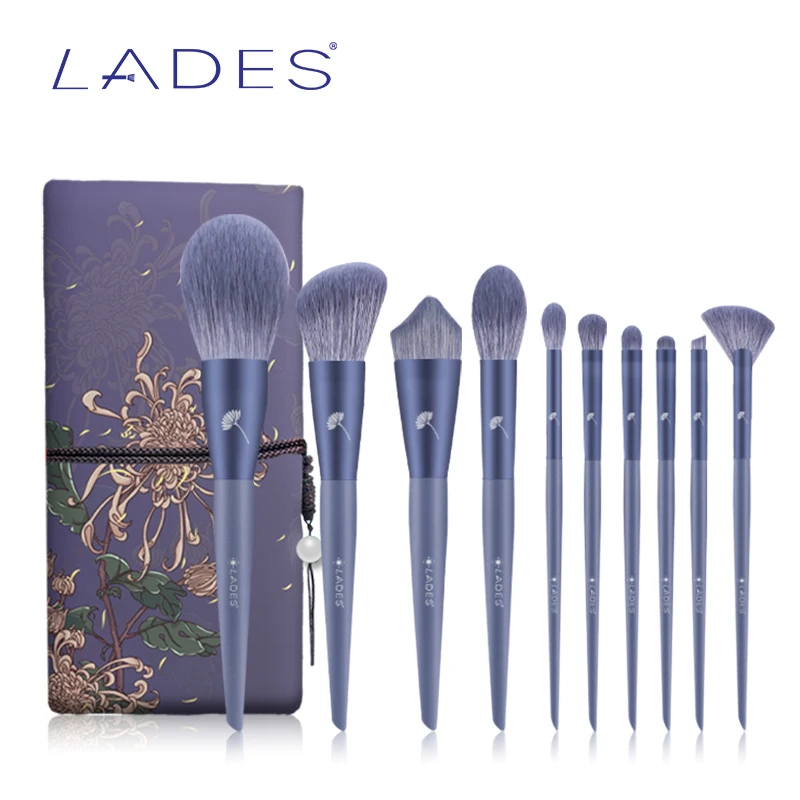 LADES 10PCS Makeup Brushes Sets Powder Sculpting Foundation Eyeshadow Blush Make up Brush Beauty Tool With Pouch