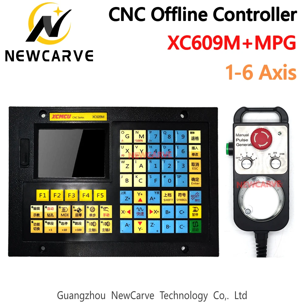 CNC 1Axis ~ 6Axis Linkage Controller XC609M Stand Alone Offline Control With Emergency Stop MPG Pendant Handwheel NEWCARVE