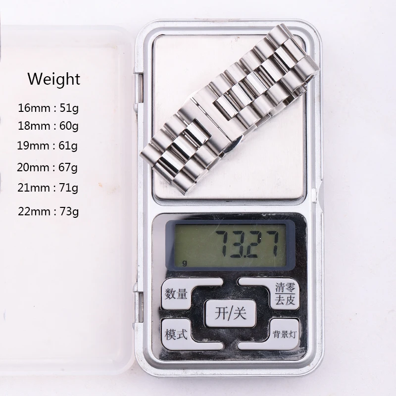 Solid Stainless Steel Watch Band Bracelet Women Men Silver Middle Polished 16mm 18mm 20mm 21mm 22mm Strap Accessories