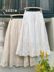 TIYIHAILEY-Saias Maxi Longas de Algodão Branco, Cintura Elástica, Bege Linha A, Primavera e Verão, Branca, Nova Moda, 2024