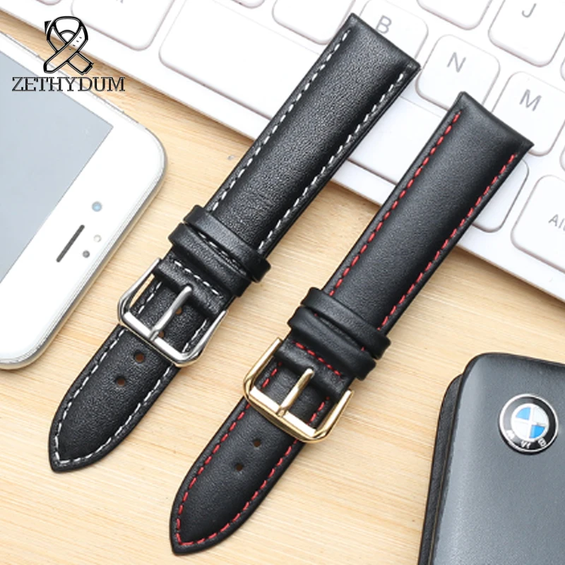Plain calfskin strap handmade leather watchband 12 14 16 18 19 20 21 22 23 24mm stitched High Quality Universal leather bracelet