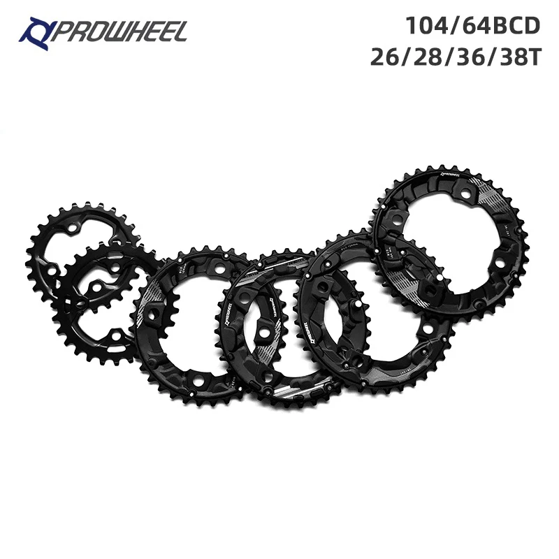 PROWHEEL MTB Sprocket 104/64BCD Double Sprockets 26T 28T 36T 38T Crankset Mountain Bike Chainring Bicycle Chainwheel