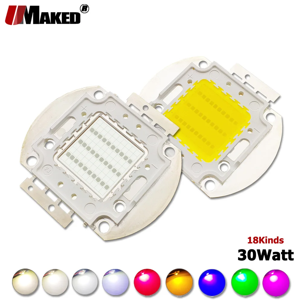 5/10Pcs LED Chip 30W 30-34V 900mA SMD COB Doide Warm Cool White Red Green Blue RGB Yellow 660 440 Growth LED Flood Light Beads