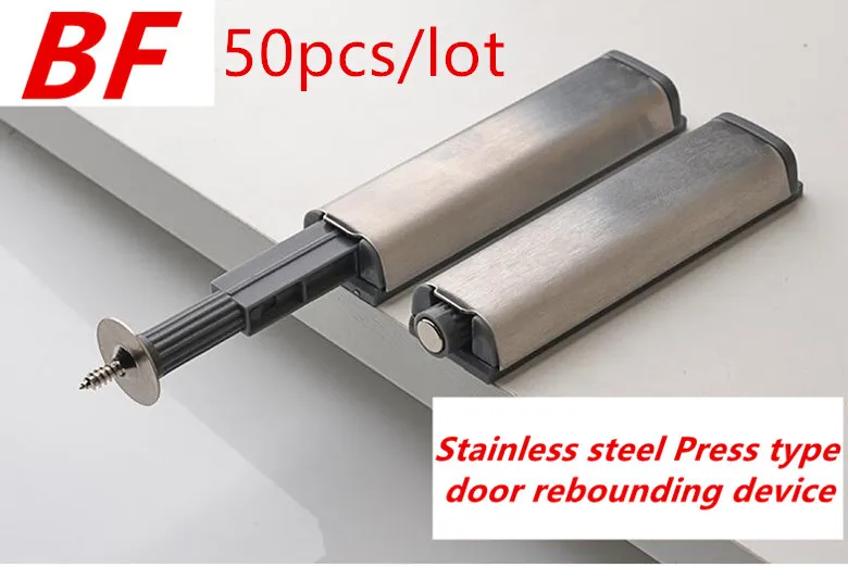 

50pcs/lot Door Stopper Cabinet Catches Stainless Steel Push to Open Touch Damper Buffers Soft Quiet Closer Furniture Hardware