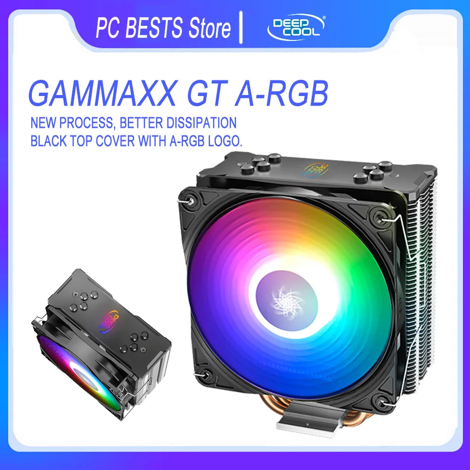 DEEPCOOL GAMMAXX GT A-RGB pendingin CPU 4 pipa tembaga baru 120mm kipas PWM Intel LGA2066 AMD AM4 pendingin CPU