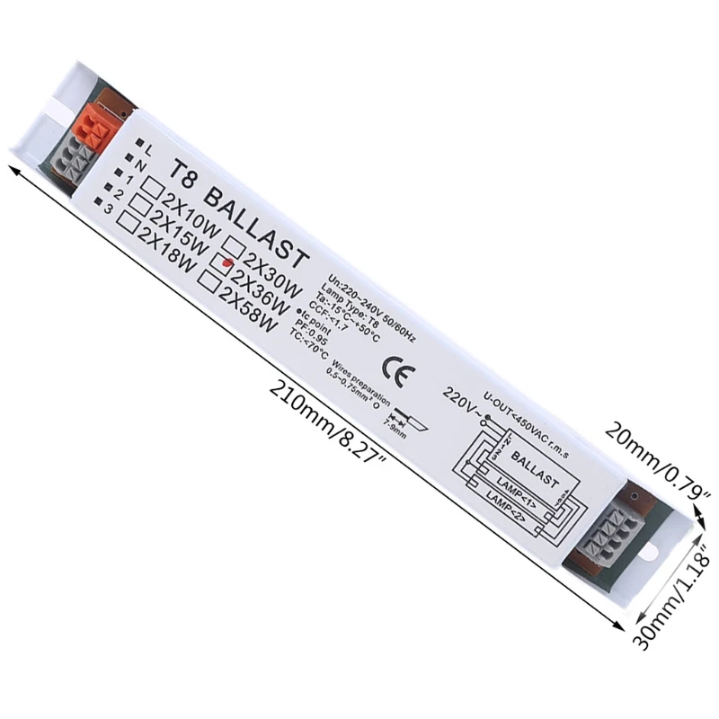 Universal High Ballast Factor Ballast 2x36W Wide Voltage T8 Instant Start Electronic Fluorescent Lamp Ballast Easy Use