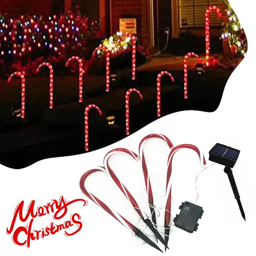 

New Solar Power Christmas Candy Cane Lights Solar Lawn Lamp Outdoor Solar Lights LED Xmas Decor Garden Pathway Yard Lawn Lights