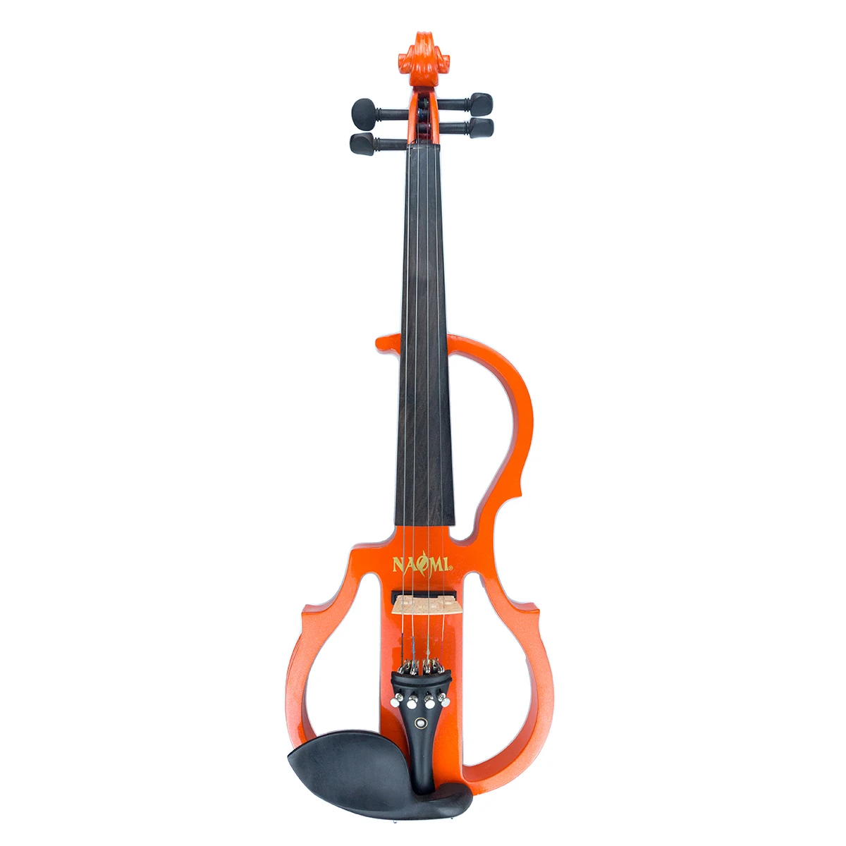 NAOMI 4/4 Electric Violin Set In Orange Color w/ Ebony Fittings Tailpiece w/ Pearl Inlay Tuning Pegs Fingerboard Chin Rest