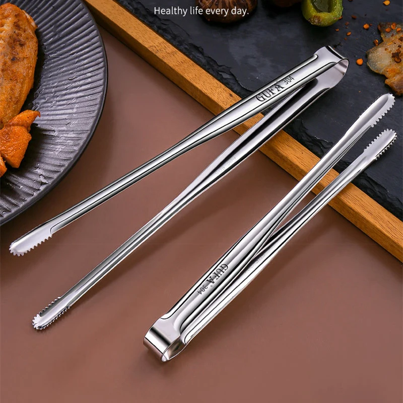 304 Stainless Steel Grill Tongs Korean Japanese Barbecue Food Clip For Baking Bread Cooking Serving Kitchen BBQ Accessories