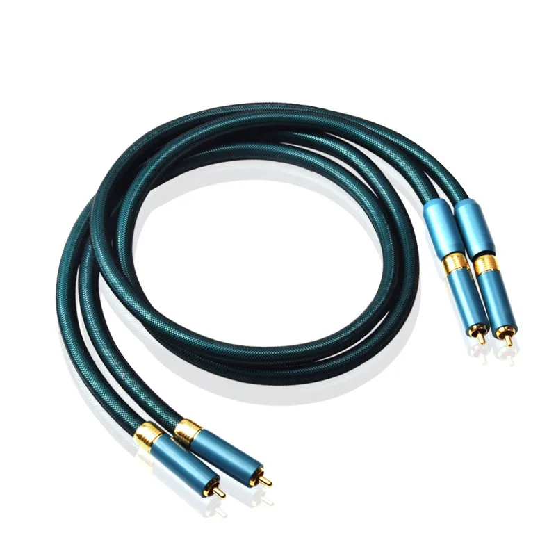 X-021 8N single crystal copper plus single crystal silver HIFI fever signal cable audio cable 2RCA double lotus head cable power