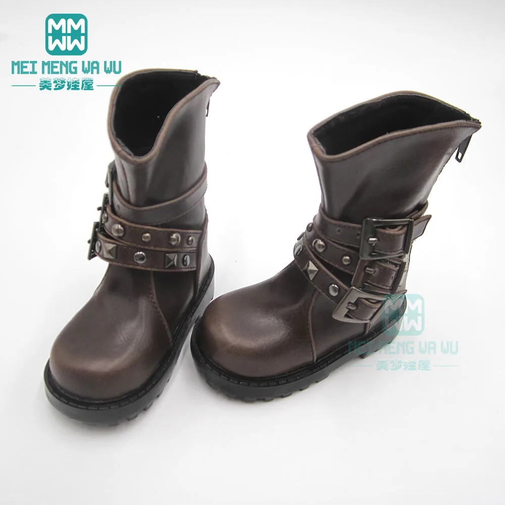 

10.7cm*5cm 1/3 Uncle BJD SD10 SD13 SD17 POPO68 fashion brown high-top studded boots shoes high quality