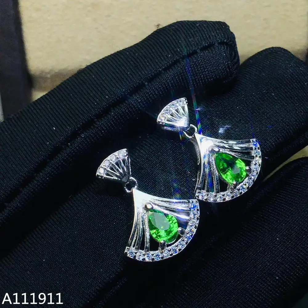 

KJJEAXCMY boutique jewelry 925 sterling silver inlaid Natural Tsavorite Women's earrings support detection fashion