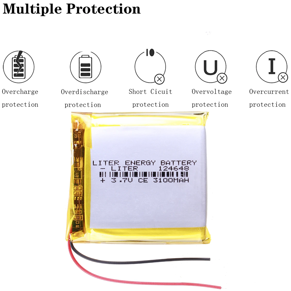 Good Qulity 3.7V,3100mAH 124648 Polymer lithium ion / Li-ion battery for tablet pc BANK,GPS,mp3,mp4