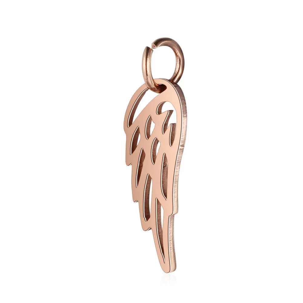 10 Stück Flügel-Anhänger aus Edelstahl in Silber/Gold/Roségold, 3 Farben, für DIY-Schmuckherstellung, Halsketten, Armbänder, Großhandel – Detail 4