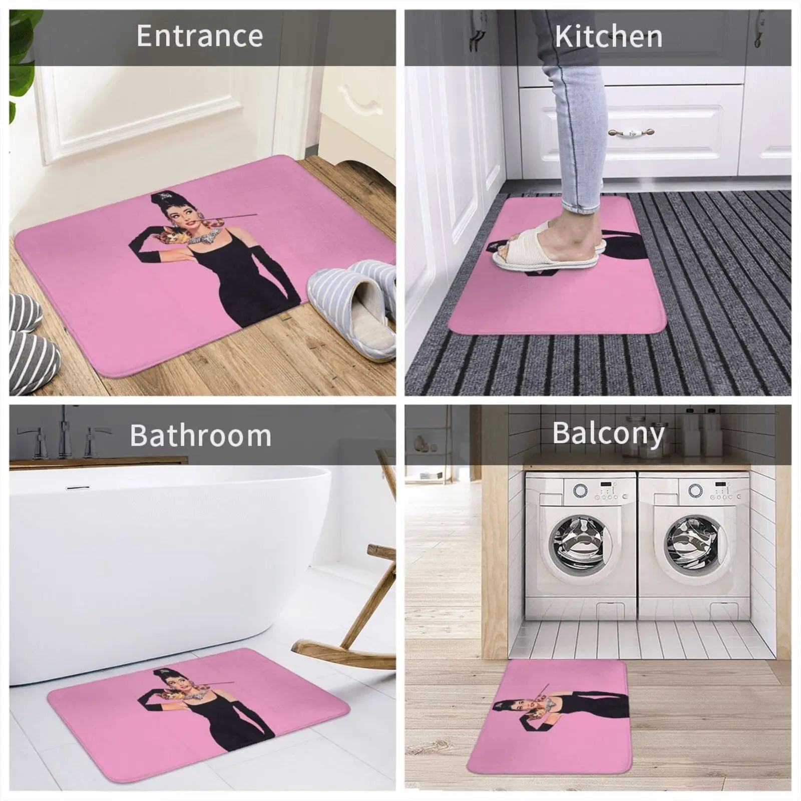 Audrey Hepburn ( Holly Golightly ) Breakfast Of With Cat Entrance Door Mat Bath Mat Rug Audrey Hepburn Art Audrey Hepburn