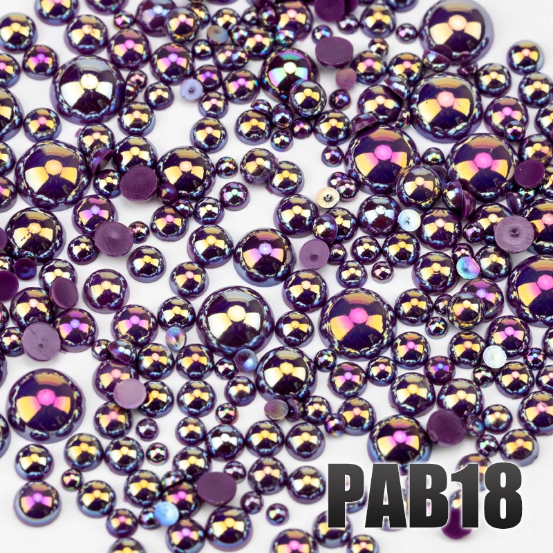 VDD 200g Großhandel Gemischte Größen 3-10mm Farbe AB Macaroon ABS Imitationsperlen Halbrunde Flachrückseitige Perlen DIY Nagelkunst Dekoration Handwerk – Detail 20