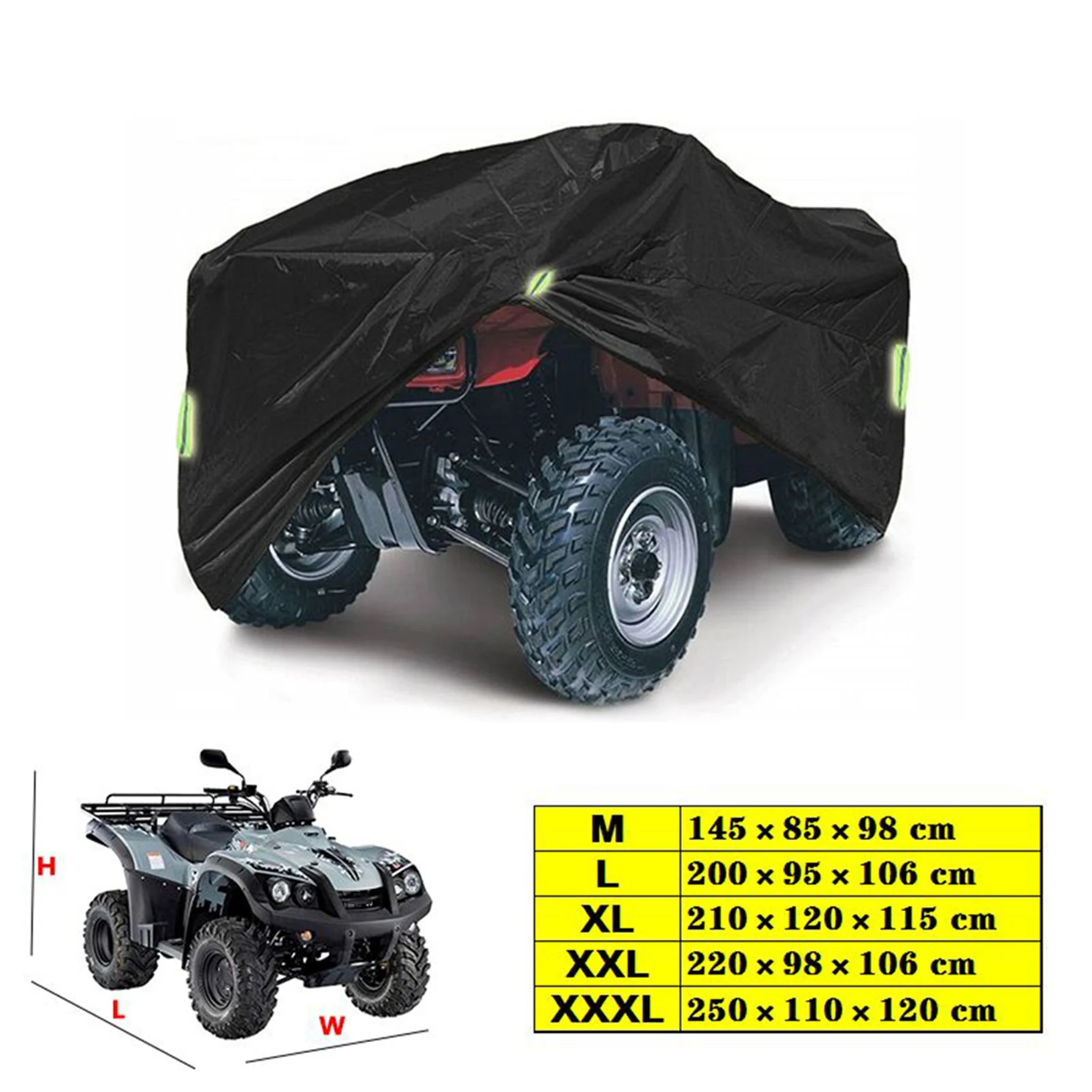 

Universal Heavy Duty ATV ATC Cover Waterproof Dustproof Anti-UV Beach Vehicle Outdoor Protector with Night Reflective Strip