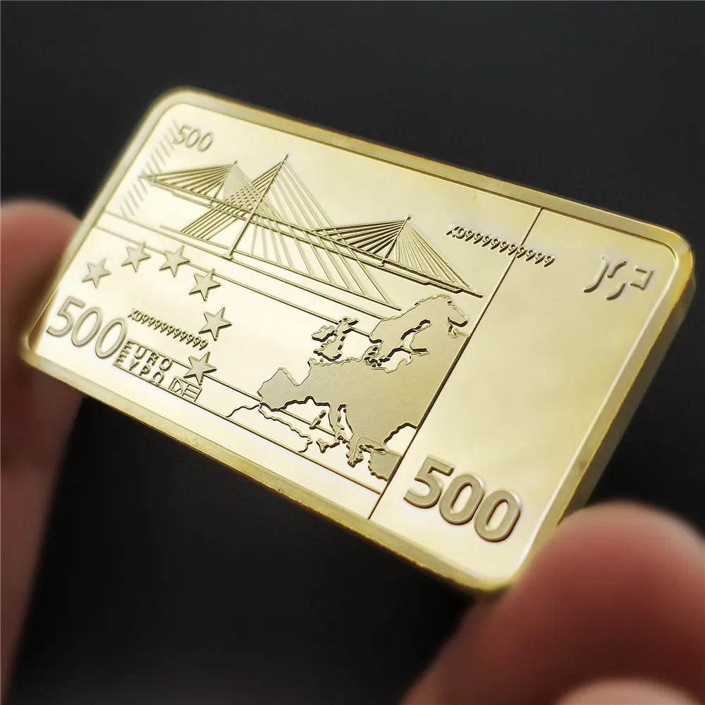جميل جدا 500 اليورو الذهب البنكنوت بار 24k 999.9 معدن مطلي بالذهب القضبان هدايا تذكارية