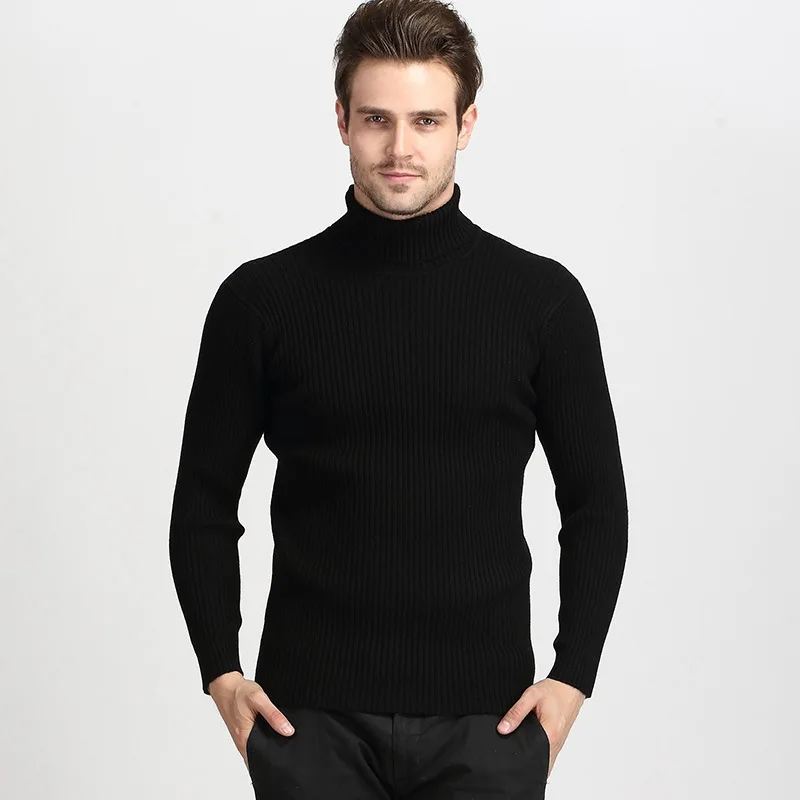 MRMT 2024 Brand Winter New Men's Pullover Sweater Solid Color Trim High-necked for Male Sweater Clothing