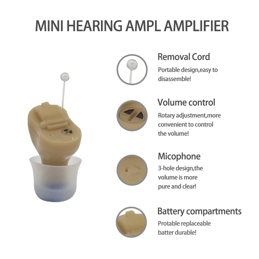Invisible Hearing Aid Audifonos for Deafness/Elderly  Adjustable  Mini  Sise Inner Ear  Hearing Amplifier Best Sound Amplifier