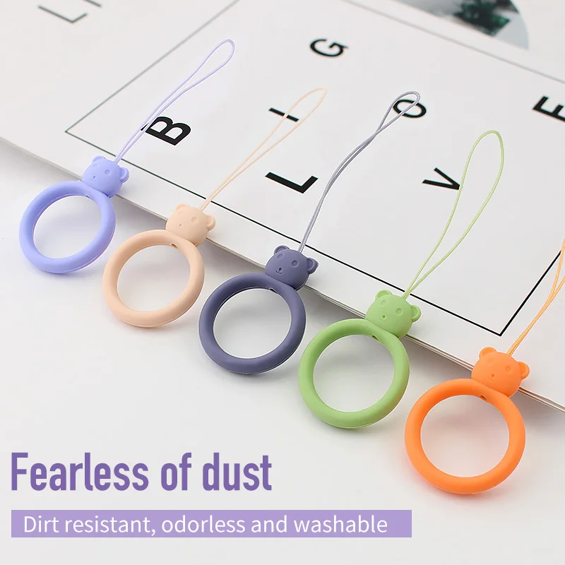 New Phone Lanyard Silicone Strap Anti-Lost Ropes Ring Lanyard Finger Ring Bundles Pendant Phone Straps For iPhone Huawei Xiaomi