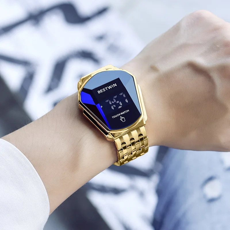Top Brand Watches for Men's Touch Screen LED Digital Display Electronic Watch Fashion Sports Stainless Steel Wrist Watches Gift