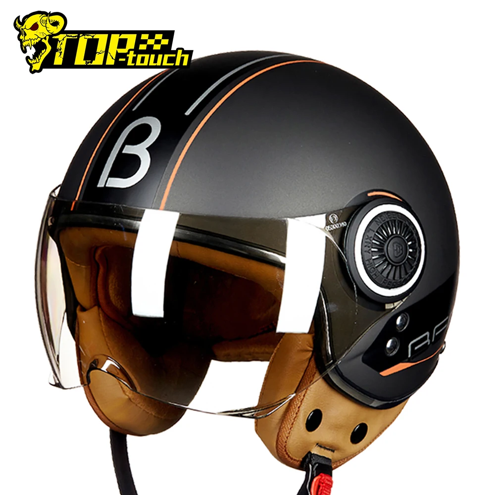 BEON Retro Vintage Motorcycle Helmet Men Women Motocross Helmet Open Face Scooter Biker Motorbike Racing Riding Helmet