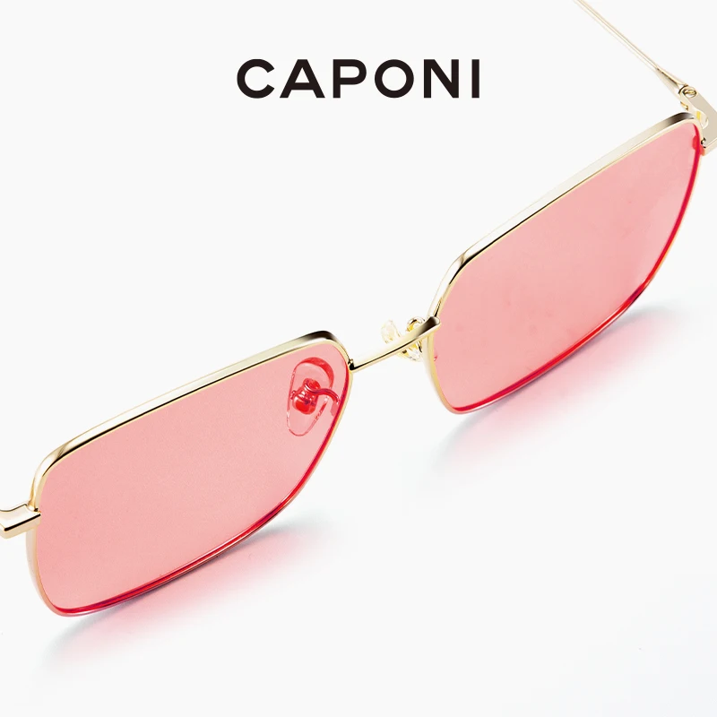 CAPONI Square Classic Sunglasses For Women Fashionable Multicolor Lense Eyewear Famous Brand Designer Trendy Sun Glasses CP2108