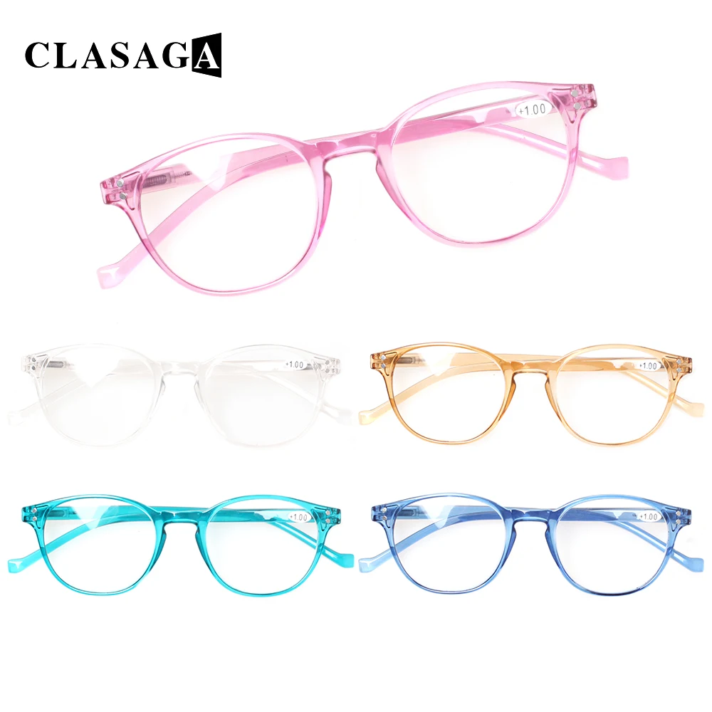 

CLASAGA 5 Pack Reading Glasses Spring Hinge Men Women Beautiful Color Oval Frame Decorative Eyeglasses HD Reader 0+1.0+2.0+6.0