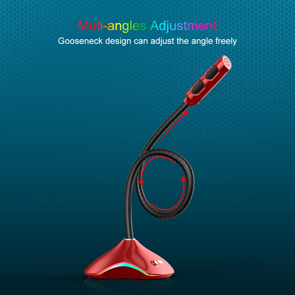 PopuPine Computer Microphone 360° Adjust Studio Speech Microphone Gaming Chatting USB Microphone Desktop PC Laptop