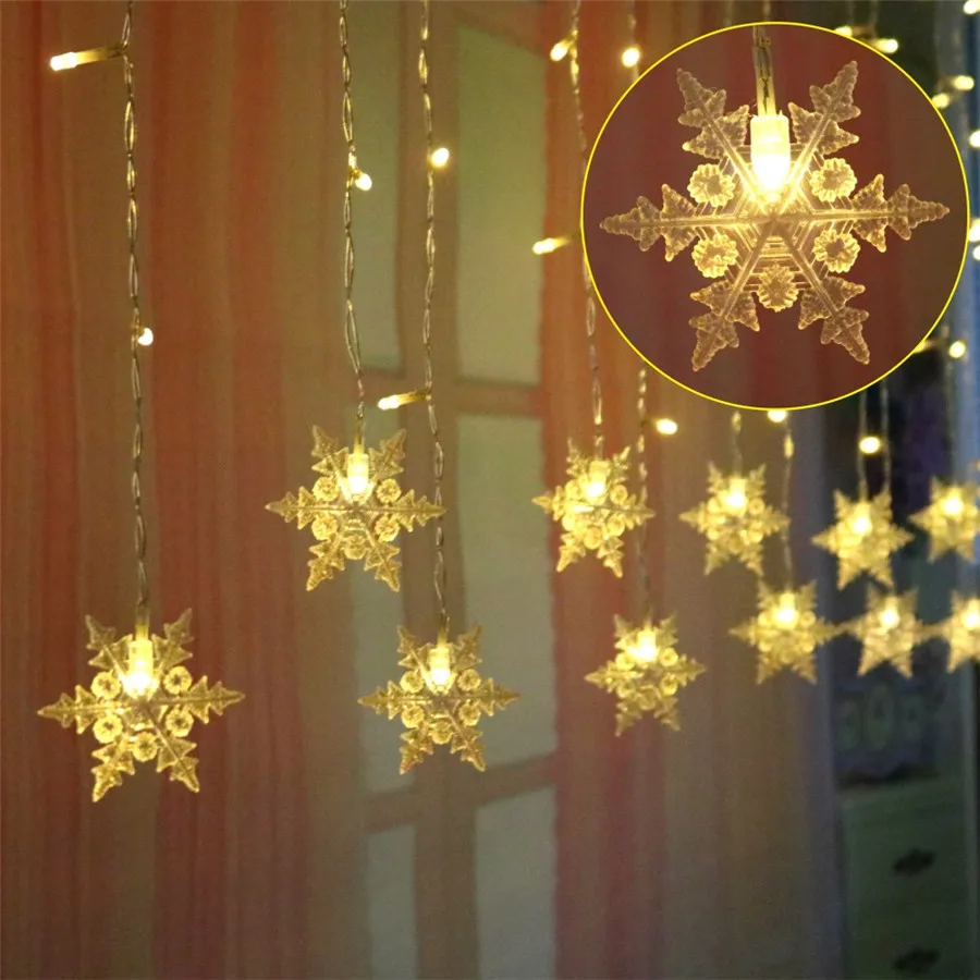 

AC110V 220V Snowflake Icicle Led Curtain Light Window Decorative Holiday Lighting New Year,Wedding,Birthday EU/US Plug