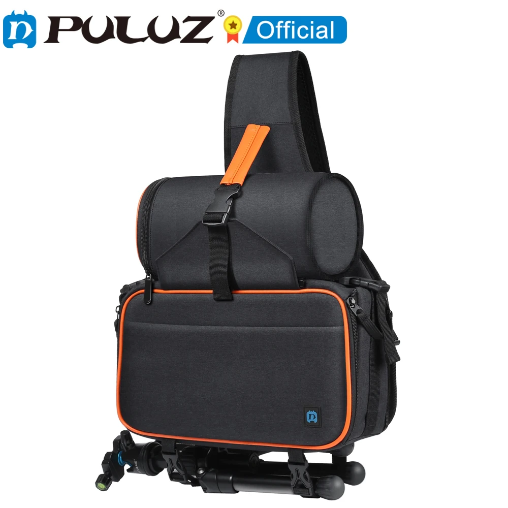 PULUZ Outdoor Portable Triangle Style SLR Camera Bag Sling Waterproof Backpack Shoulder Messenger Bags with Removable Lens Bag