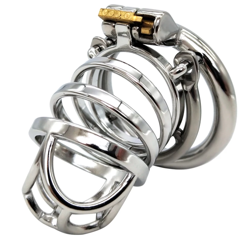 

New Men's CB Chastity Cage Round Lock Rings Stainless Steel Penis Cover Anti Derailment JJ with Anti Slip Ring Sex Toys for Men