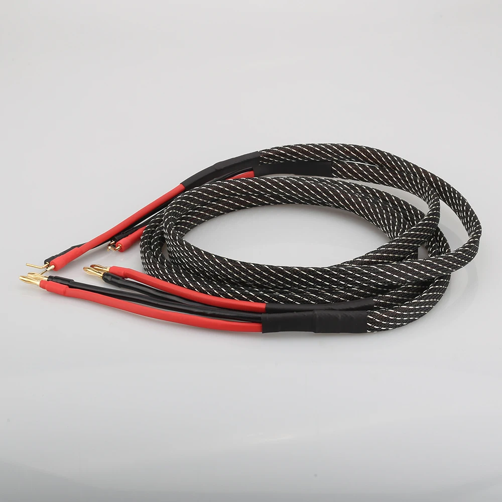 ペア純銅スピーカーケーブル HIFI バナナプラグにピンプラグスピーカーケーブルセンターオーディオスピーカーケーブル