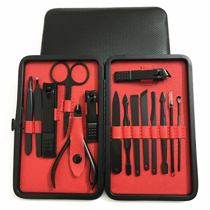 15 pçs conjunto de manicure de aço inoxidável doméstico kit de manicure de aço inoxidável cortador de unhas limpeza de cutícula ferramentas de cuidados de pedicure