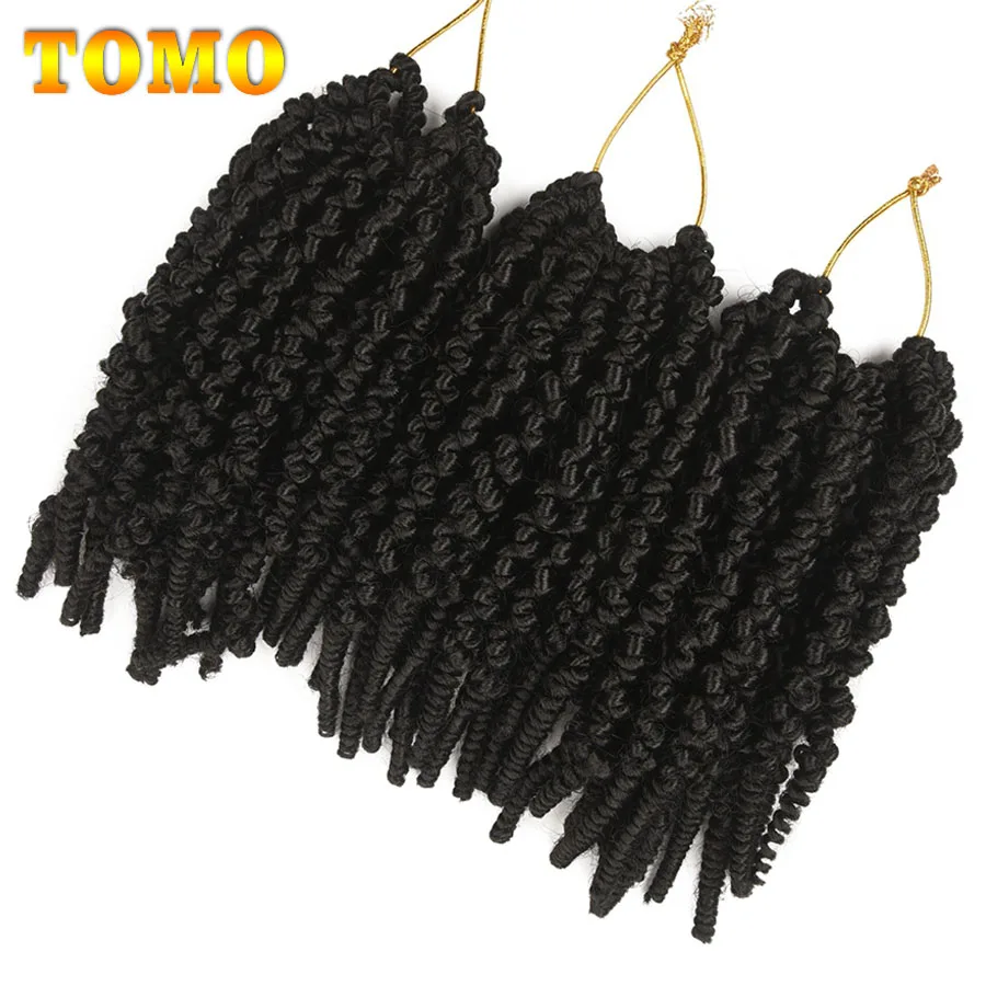 TOMO 8" Bomb Twist Fluffy Curly Braids Ombre Color Pre-twisted Passion Twist Crochet Hair Synthetic Spring Twist Braids 15 Roots