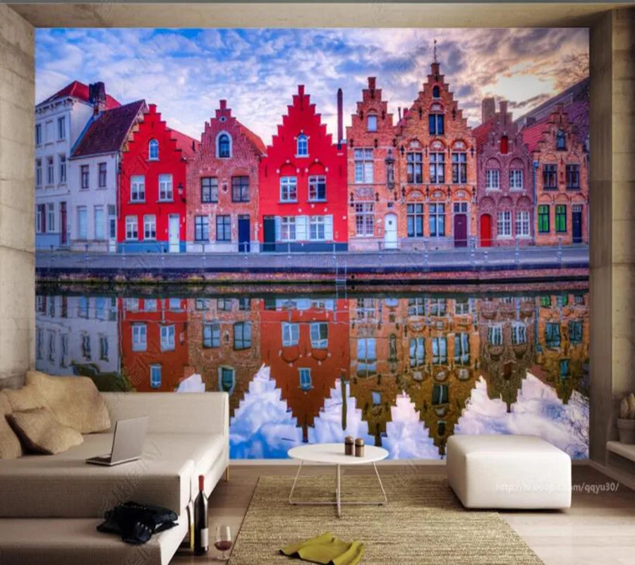 

Papel de parede Belgium city landscape 3D wallpaper mural,living room bedroom wall papers home decor