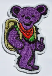 1x fioletowy Grateful Dead taniec bolt bear ~ hitching ~ shakedown USA-haftowane żelazko na łacie (≈5*7.5 cm)