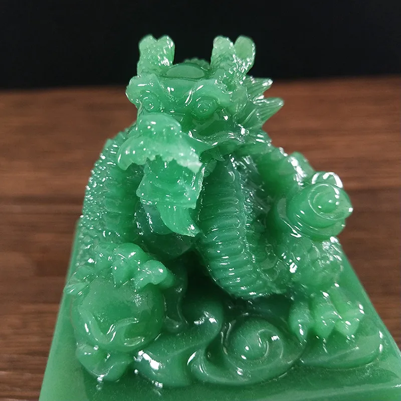 Figurki chińskiego smoka figurki Big Man-made kamień Imperial Jade Seal rzemiosło rok zodiak smok rzeźba do dekoracji domu